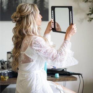 Bride - getting ready set, dress and lace robe